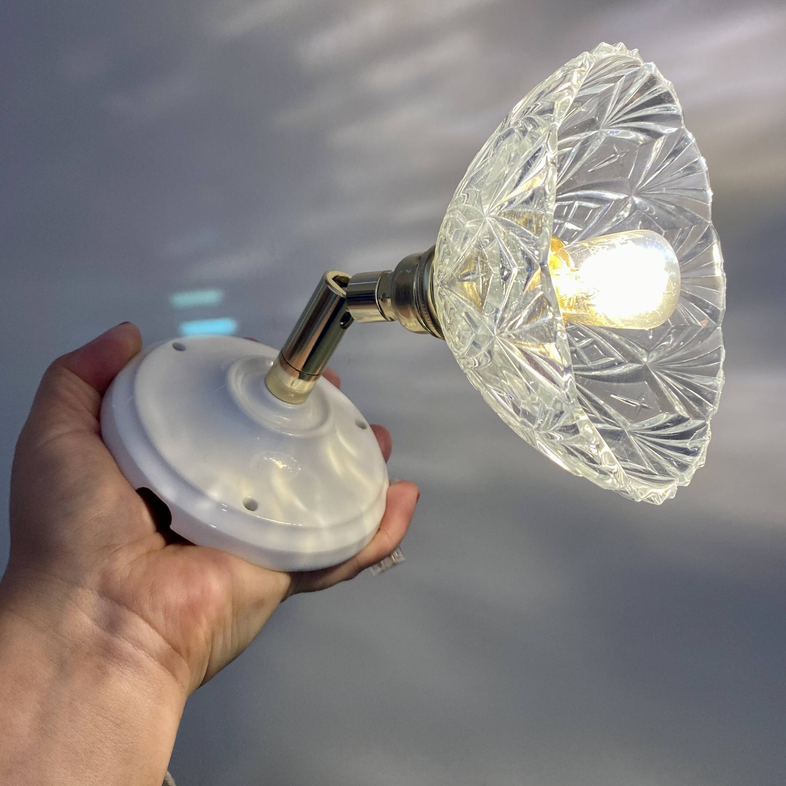 Vintage glass cut lampshade - tableware collection -