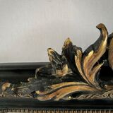 Miroir Napoleon III, noir et or avec fronton 75x112cm