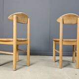 Vintage pine wood dining chairs - 1980s - set of 7