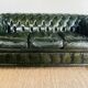 Chesterfield 3 seater sofa in English green leather