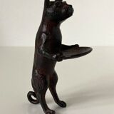 Pockets in the shape of a servant cat in bronze of reddish-brown patina