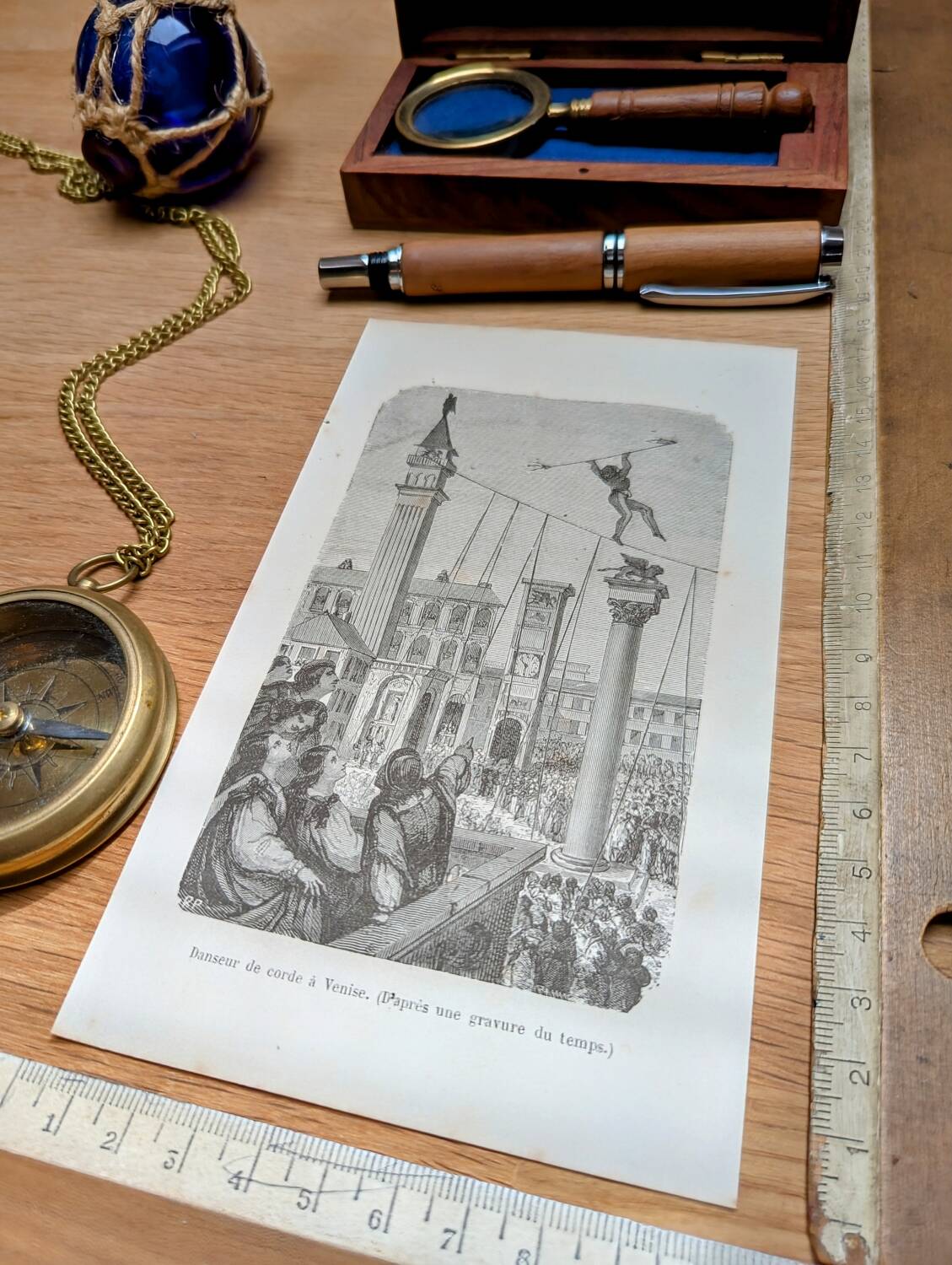 Printed in 1878, Rope Dancers in Venice, Italy.