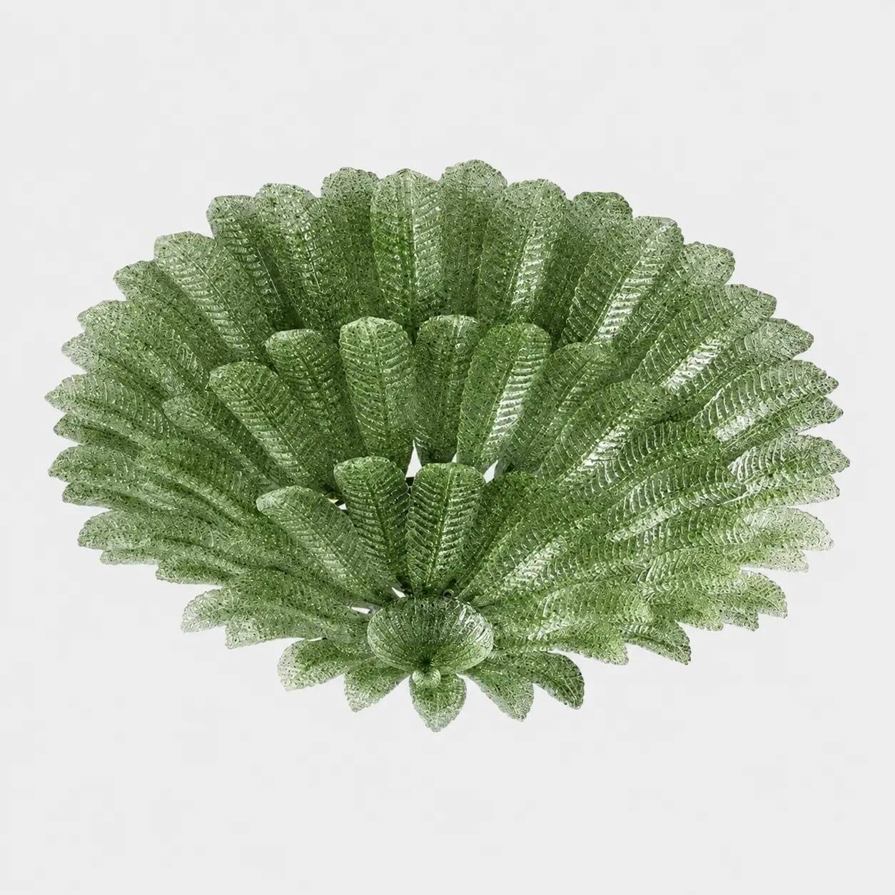 Monumental Imperial Luxury Venetian Green ” Leaves Graniglia” Murano Glass