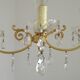 Mid-century brass, glass, and crystal chandelier with 4 lights 5099