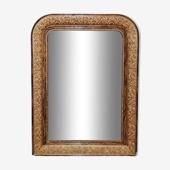 Louis Philippe style mirror in elm-veneered wood and gilded stucco height 83cm