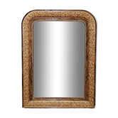 Louis Philippe style mirror in elm-veneered wood and gilded stucco height 83cm