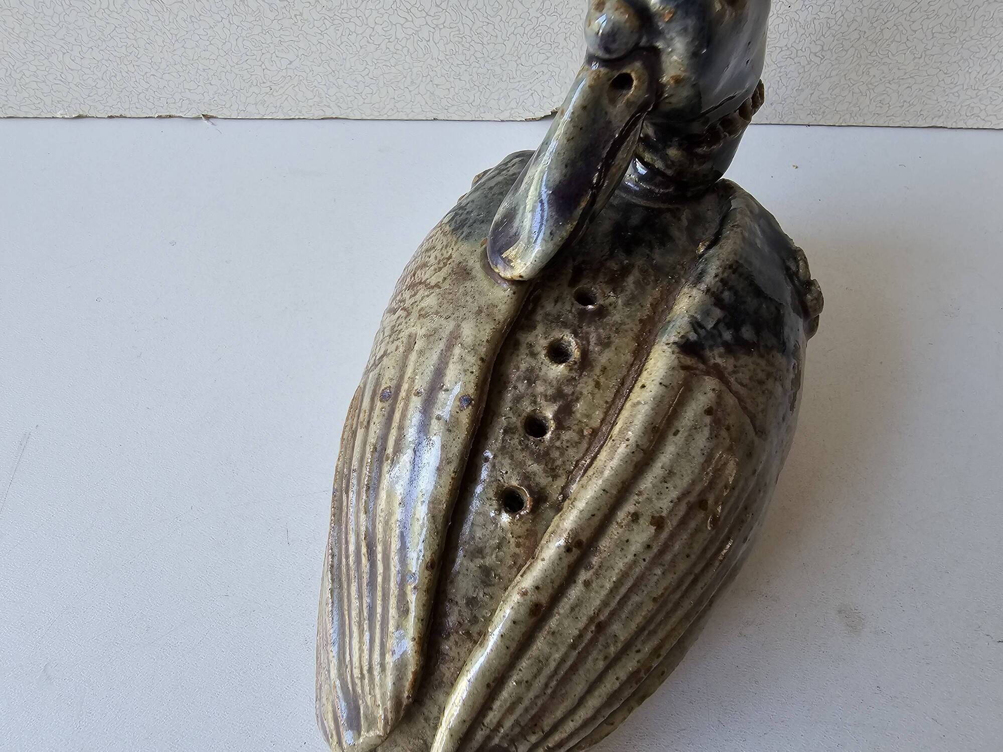 Zoomorphic ceramic sculpture - Duck / Vase of flowers Signed