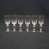 6 anciens verres a liqueur en verre taillé modèle mirabeau