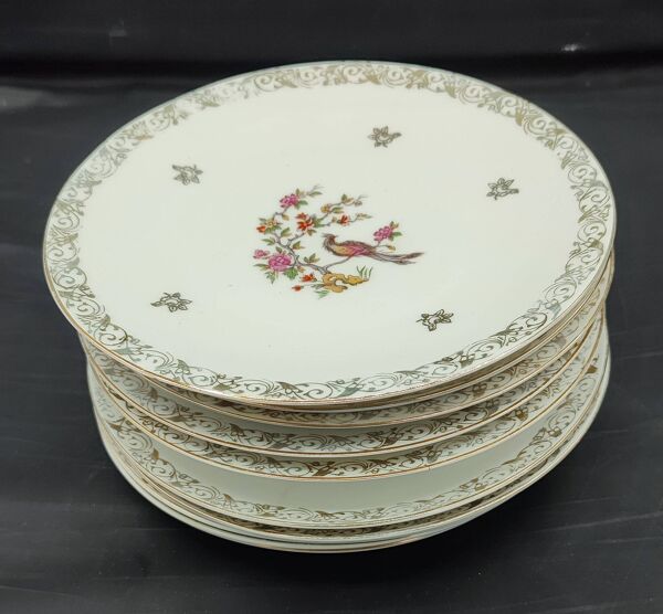 Lot de 10 assiettes à dessert vintage Porcelaine de Limoges Bernardaud