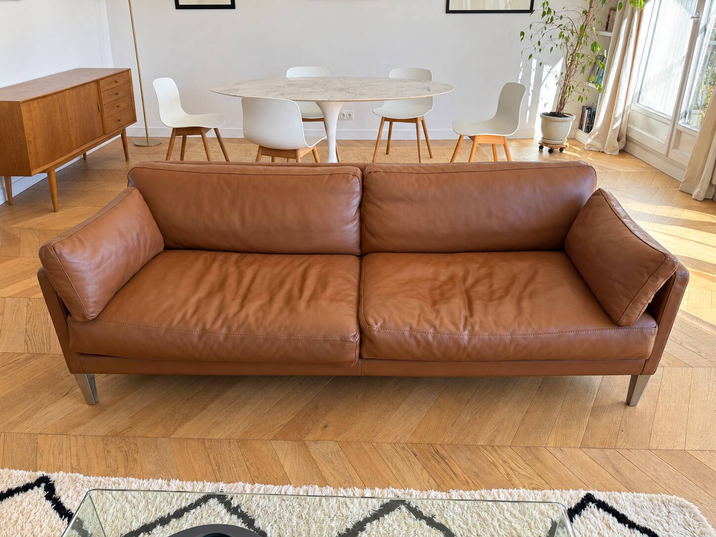 Duvivier Centquatre 3-seater sofa in camel leather — 213 cm