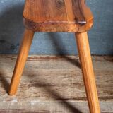 Solid wood tripod stool from the 50s