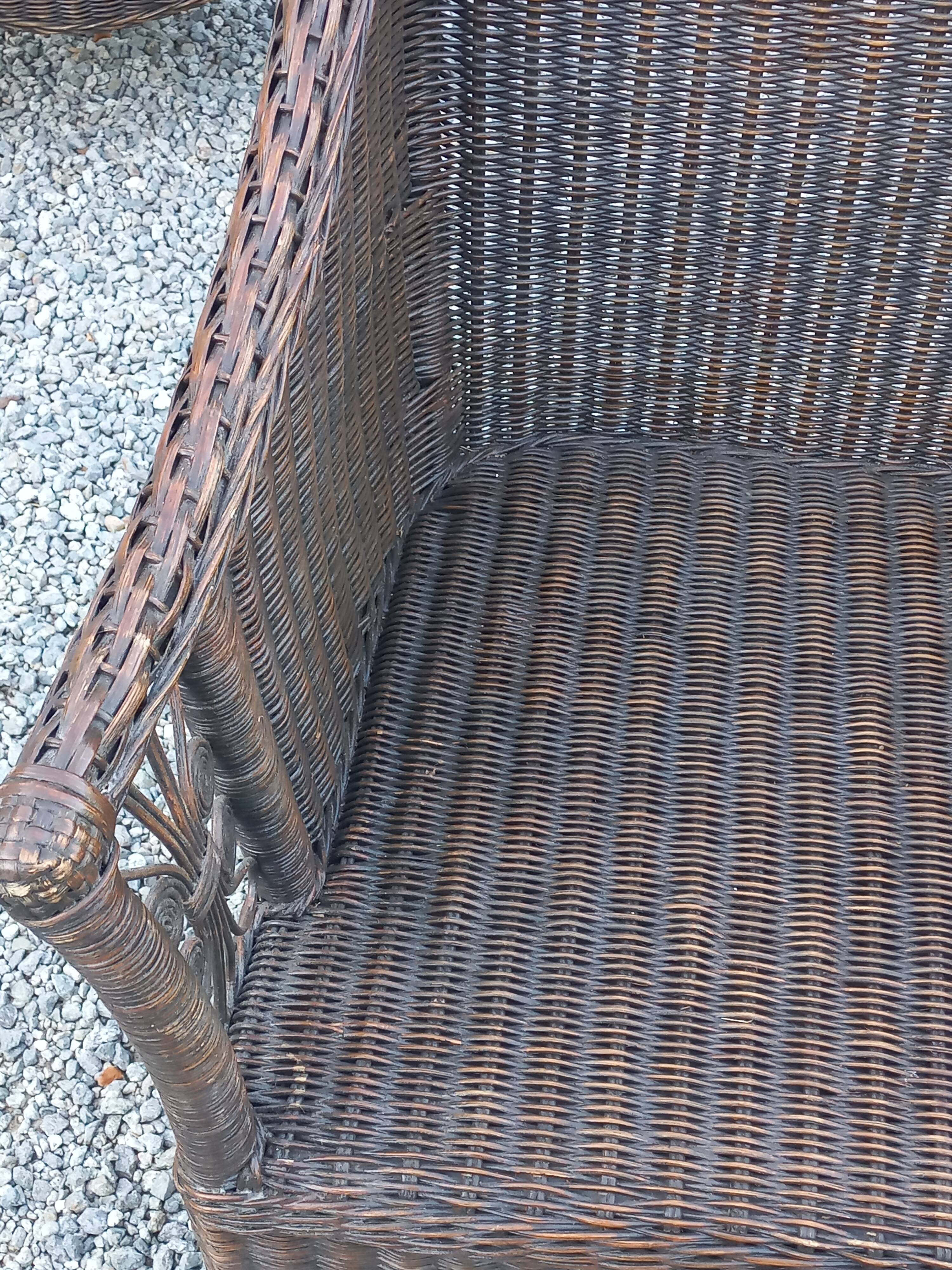 Set de 3 fauteuils en rotin des années 70