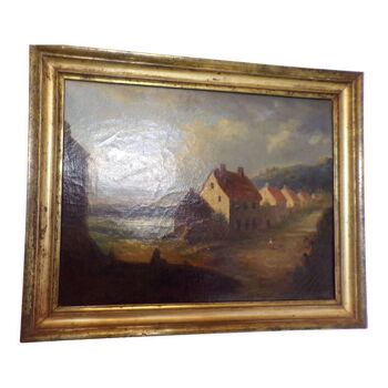 Old painting, signed landscape dated 1863