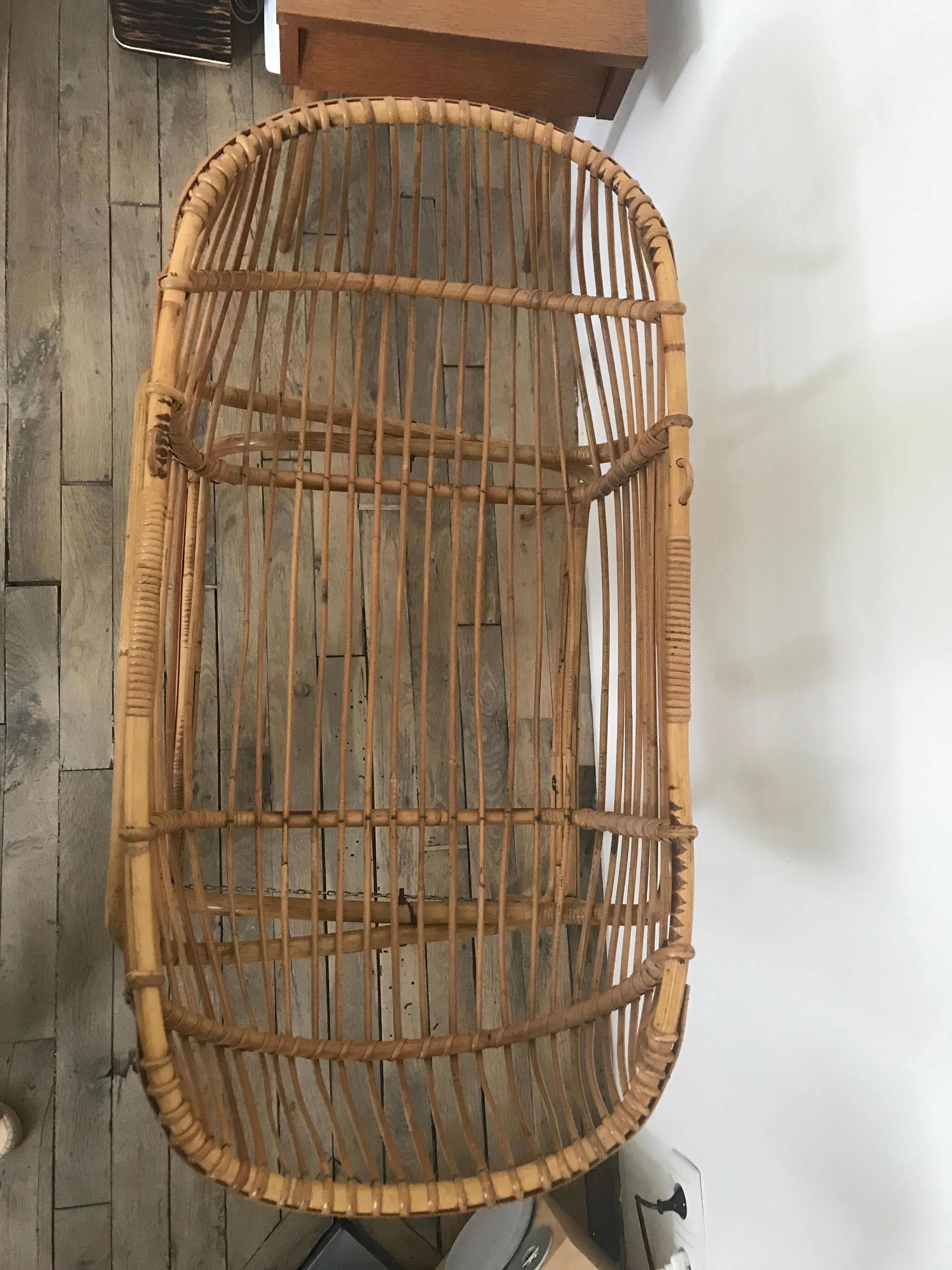 Vintage rattan cradle