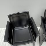Pair of armchairs in black leather