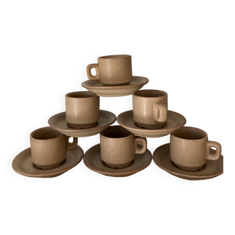 Set of 6 saucers and coffee cups-Stoneware appearance