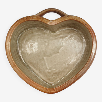 Heart-shaped mould in stoneware from La Borne, signed Bottani Dechaud