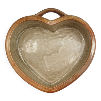 Heart-shaped mould in stoneware from La Borne, signed Bottani Dechaud