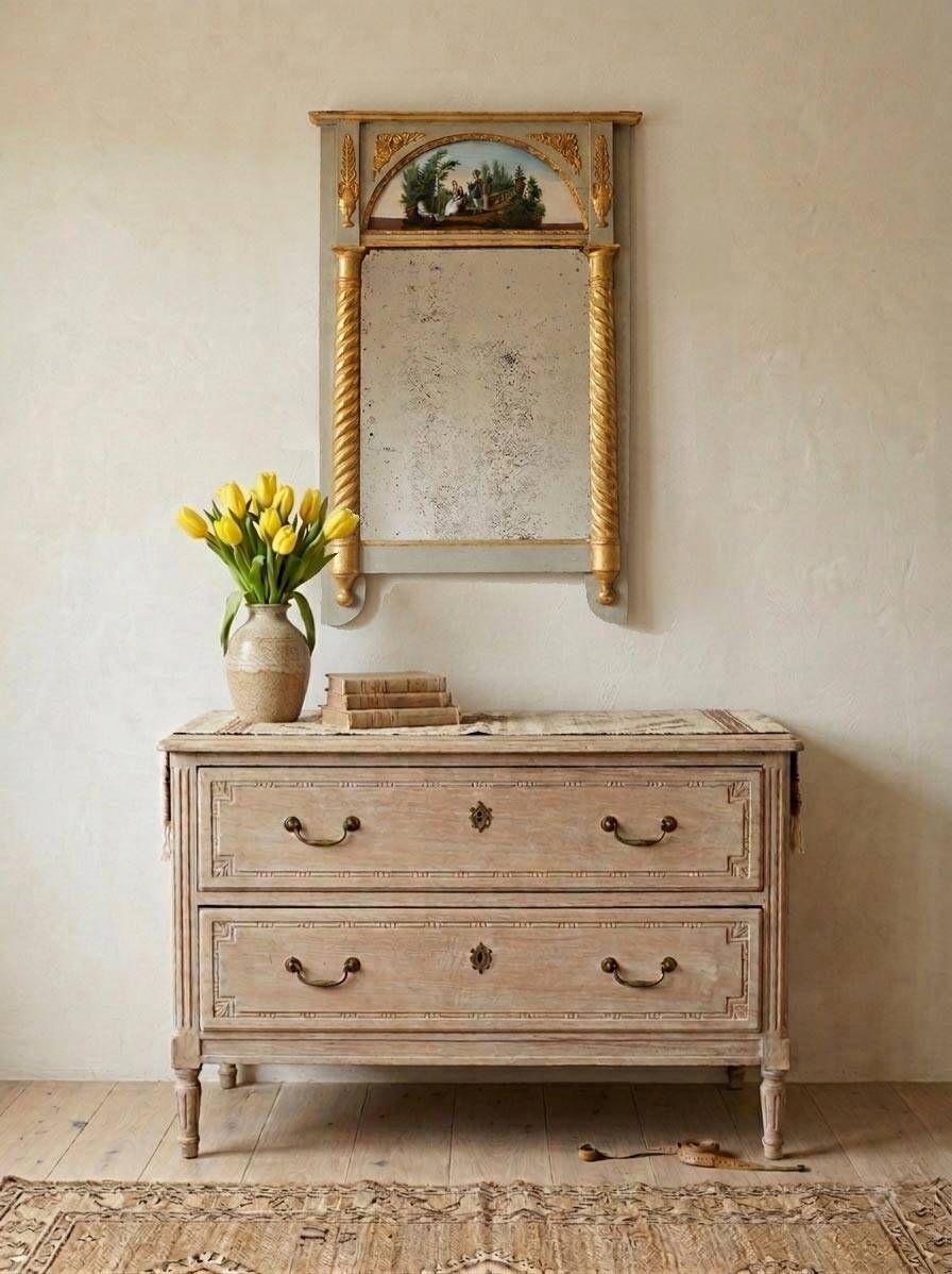 Antique French trumeau mirror Restoration glass painting c. 1830 (83)