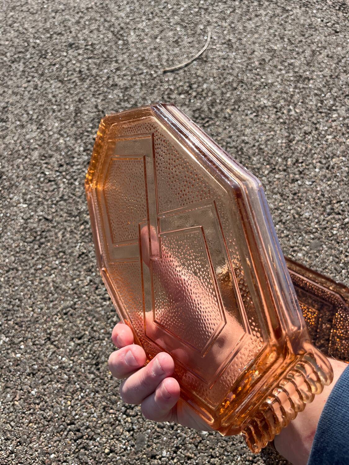 Lot de 2 plateaux verre moulé art déco