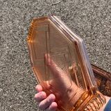 Set of 2 art deco molded glass trays