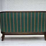 1950s, Danish 2-seater sofa, green furniture wool, oak wood.