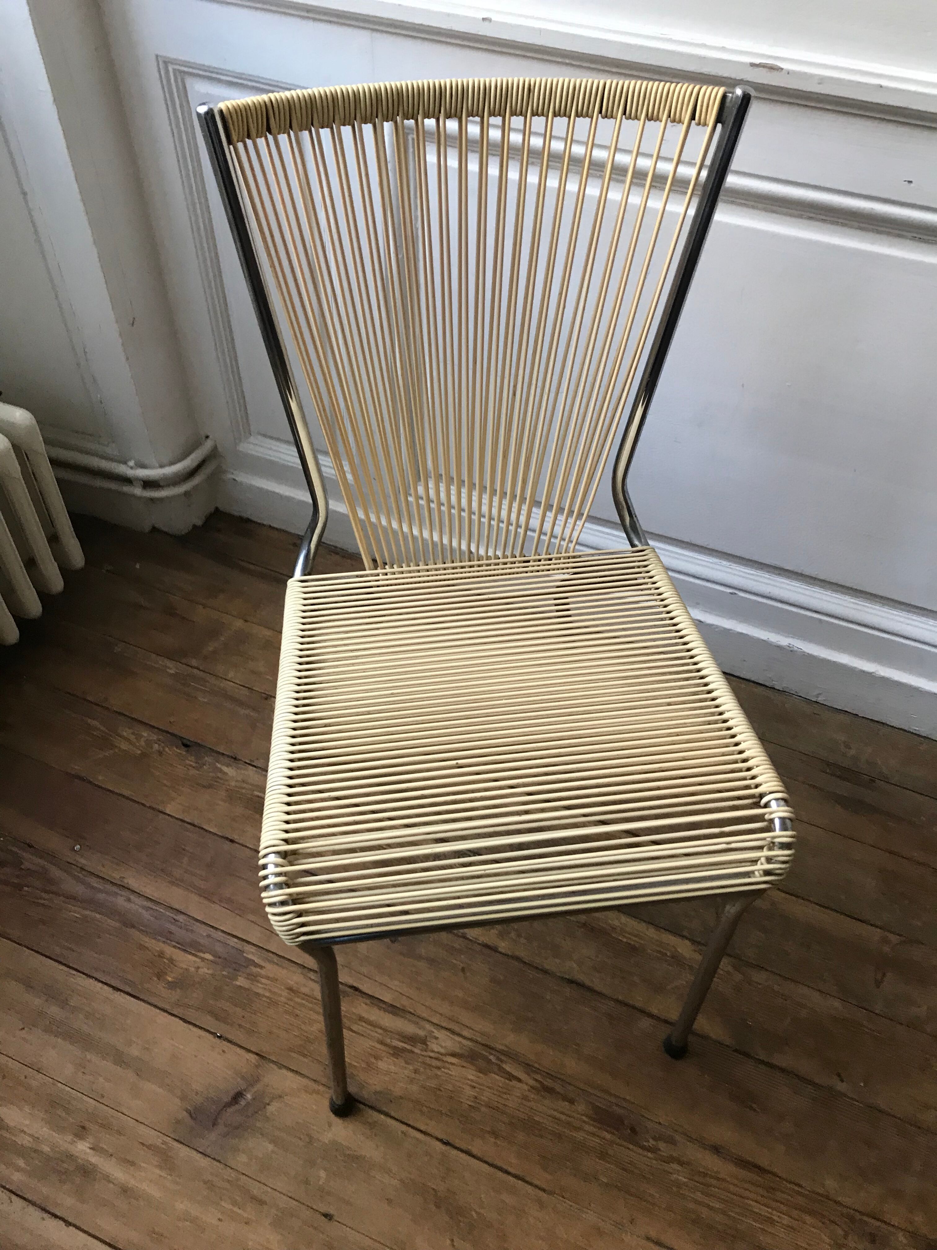Chaise scoubidou vintage