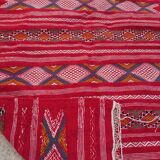 Handmade red Berber Kilim 203x109cm