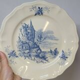 8 Large Vintage Sarreguemines Flanders and Surrey Dinner Plates, White Decor