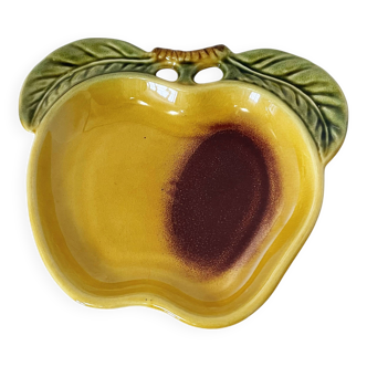 Plateau vintage Secla Majolica en forme de pomme, fabriqué au Portugal