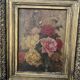 Antique Table XIX – Bouquet of Roses – Oil – Sculpted Gilded Frame