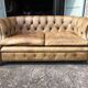2-seater Chesterfield sofa in tan leather