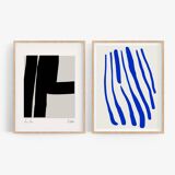 Pair of giclee prints, abstract wall art set of two
