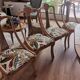 4 vintage wooden chairs sanded and reupholstered.