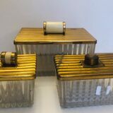 Set of three art deco glass boxes