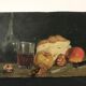 Natuere Morte (glass of wine, nuts, fruit, bread and knife)