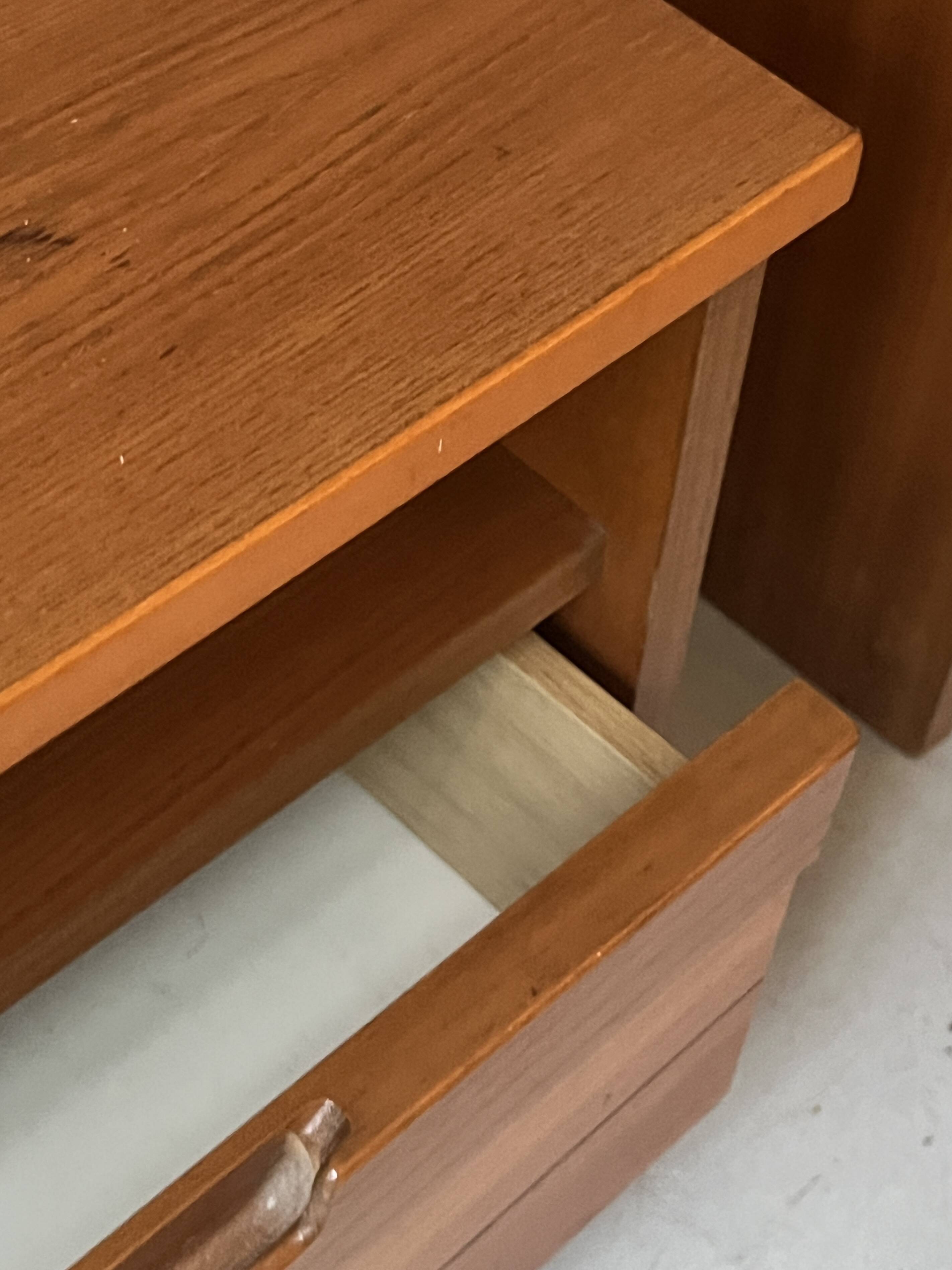 Pair of elm wood bedside tables, France 1950