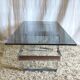 Designer coffee table in chrome metal and smoked glass - 70s/80s