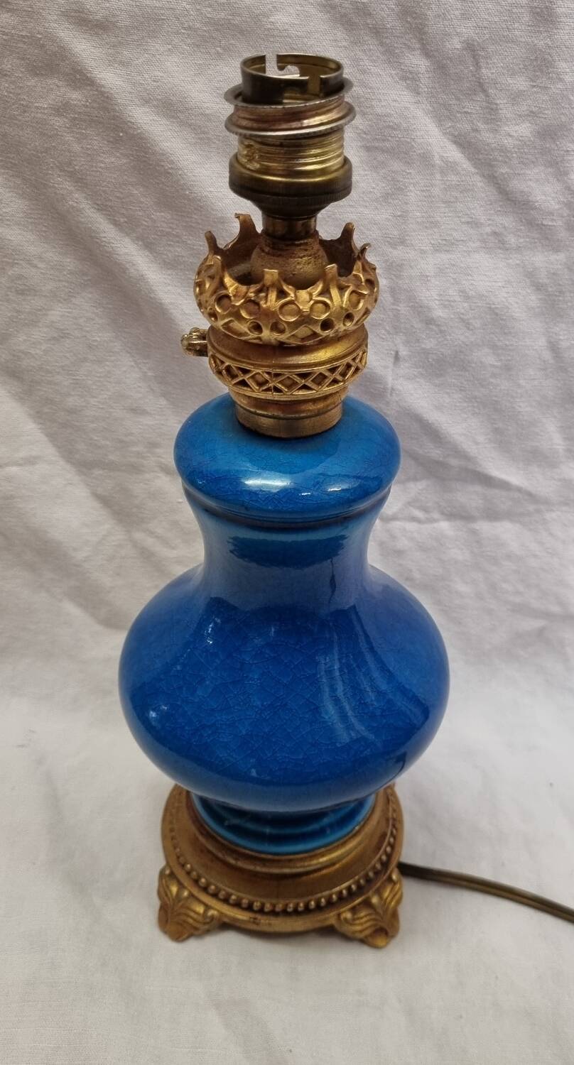 Late 19th century blue porcelain lamp