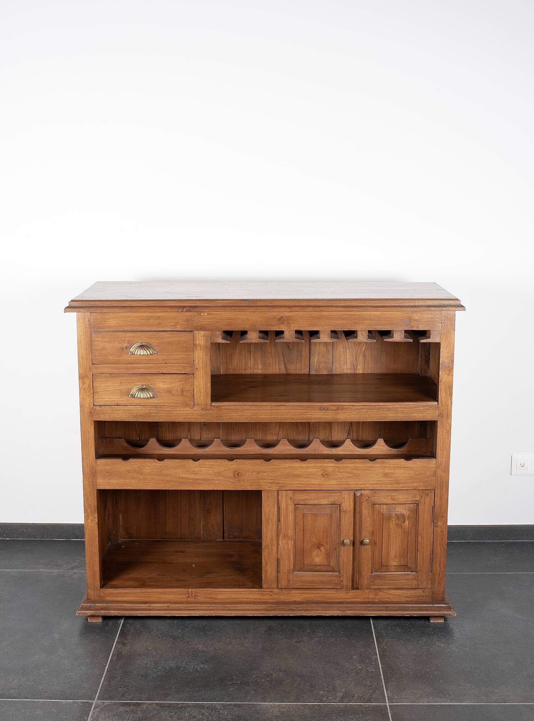 Vintage bar cabinet, bottle rack, with drawers