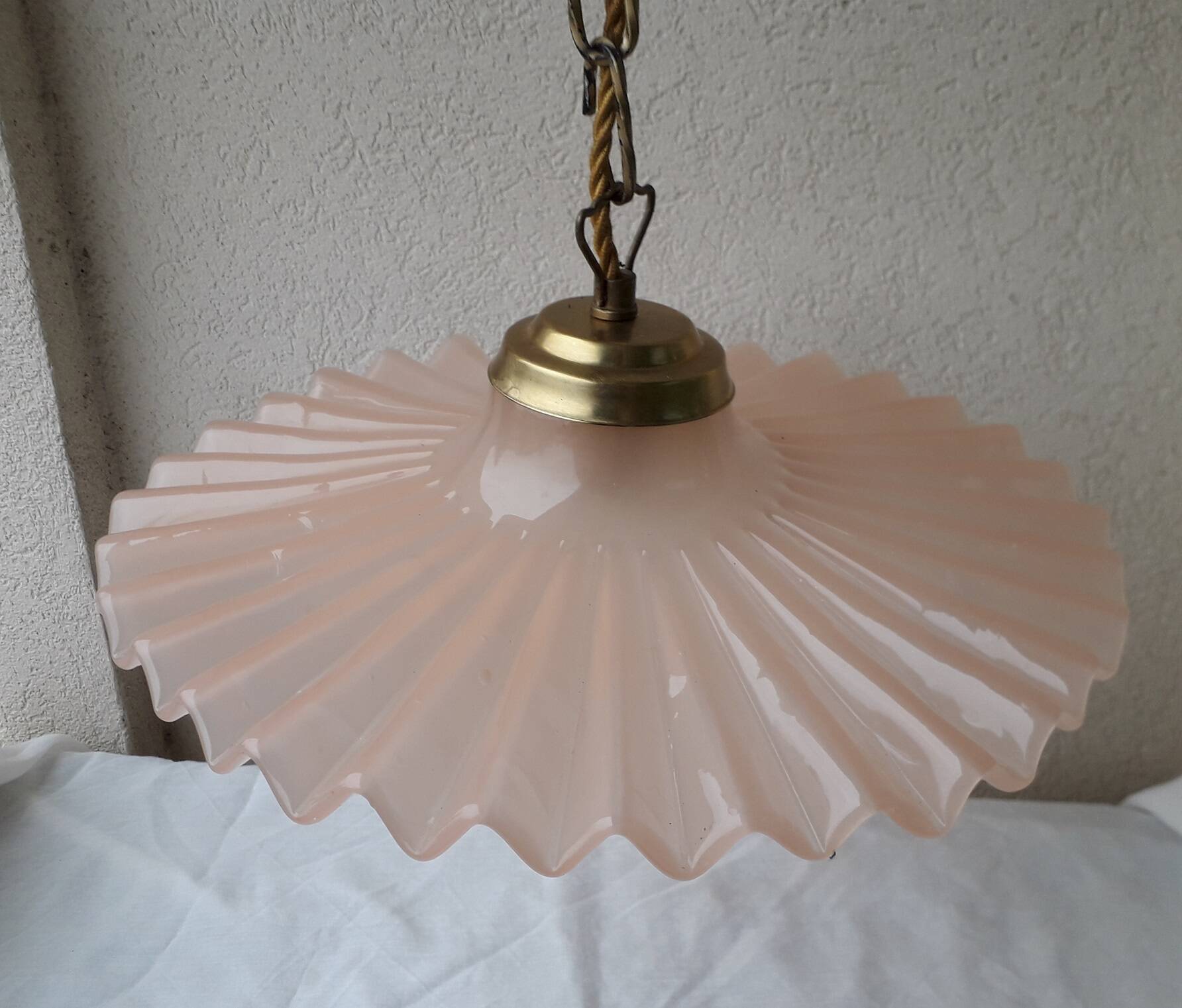 Pink glass pendant light
