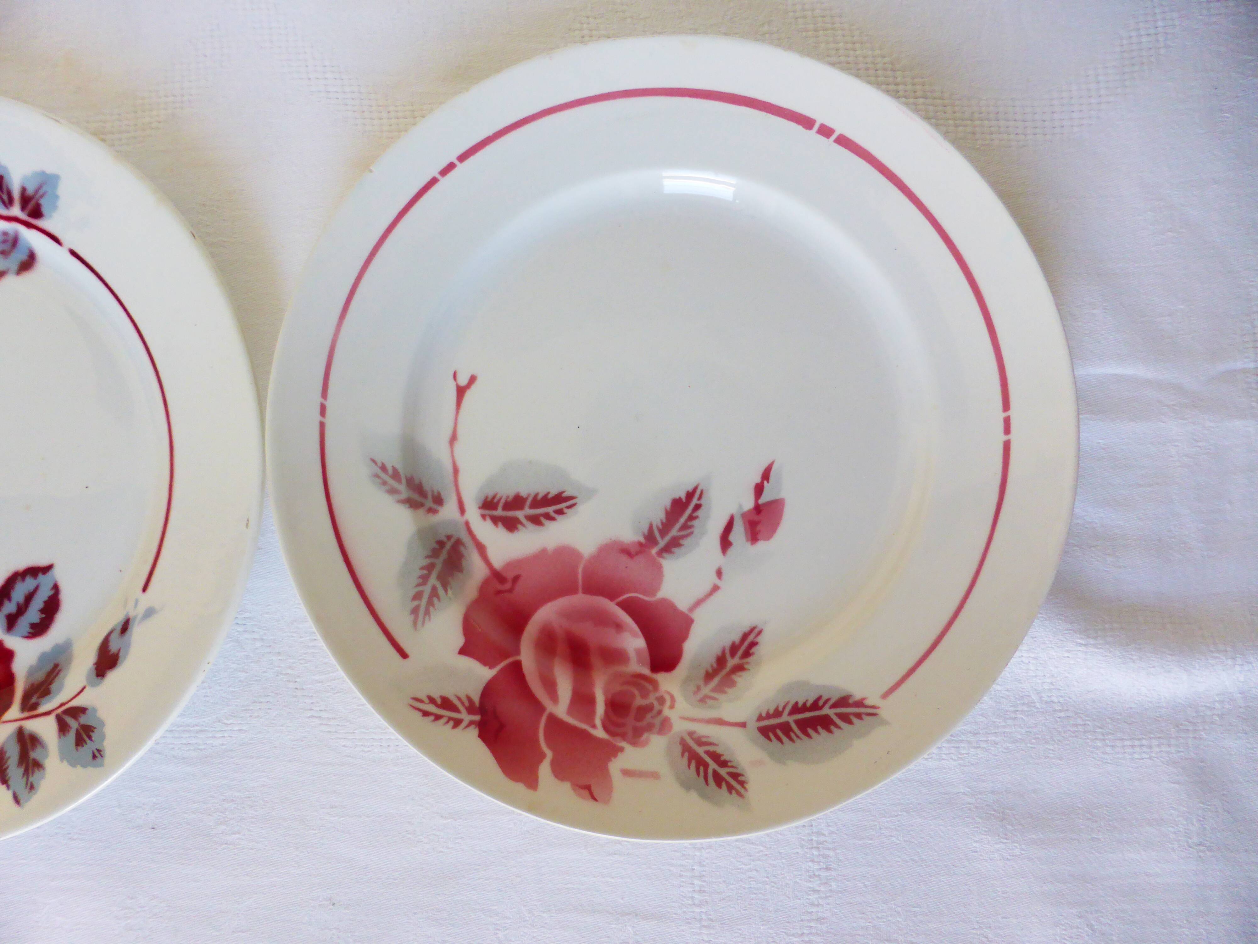2 vintage mixed dinner plates from Badonviller and Moulin des Loups