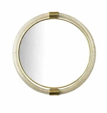 Classic Venetian Torciglione Murano Glass Wall Mirror Duo with Gold Leaf