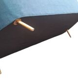 Blue velvet rounded canapé design 214 cm Art Deco style – as new KAOLIN