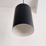 Set of 3 black cylinder pendant lamps, by Eila & John Meiling for Louis Poulsen, Denmark 1967