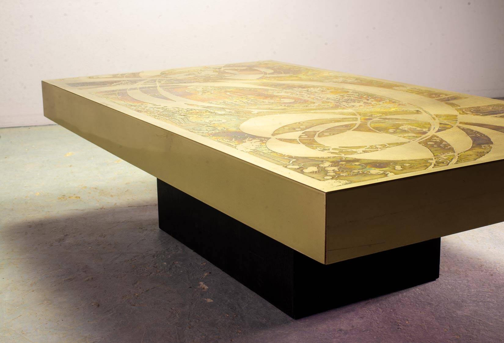 Bernhard Rohne Brutalist Etched & Oxidized Rectangle Coffee Table, 1960s
