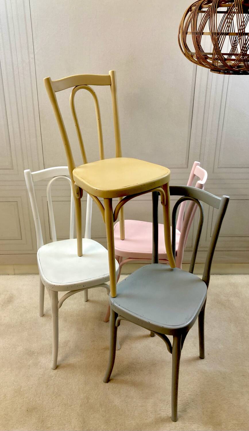 Vintage Thonet bistro chairs – pastel colours