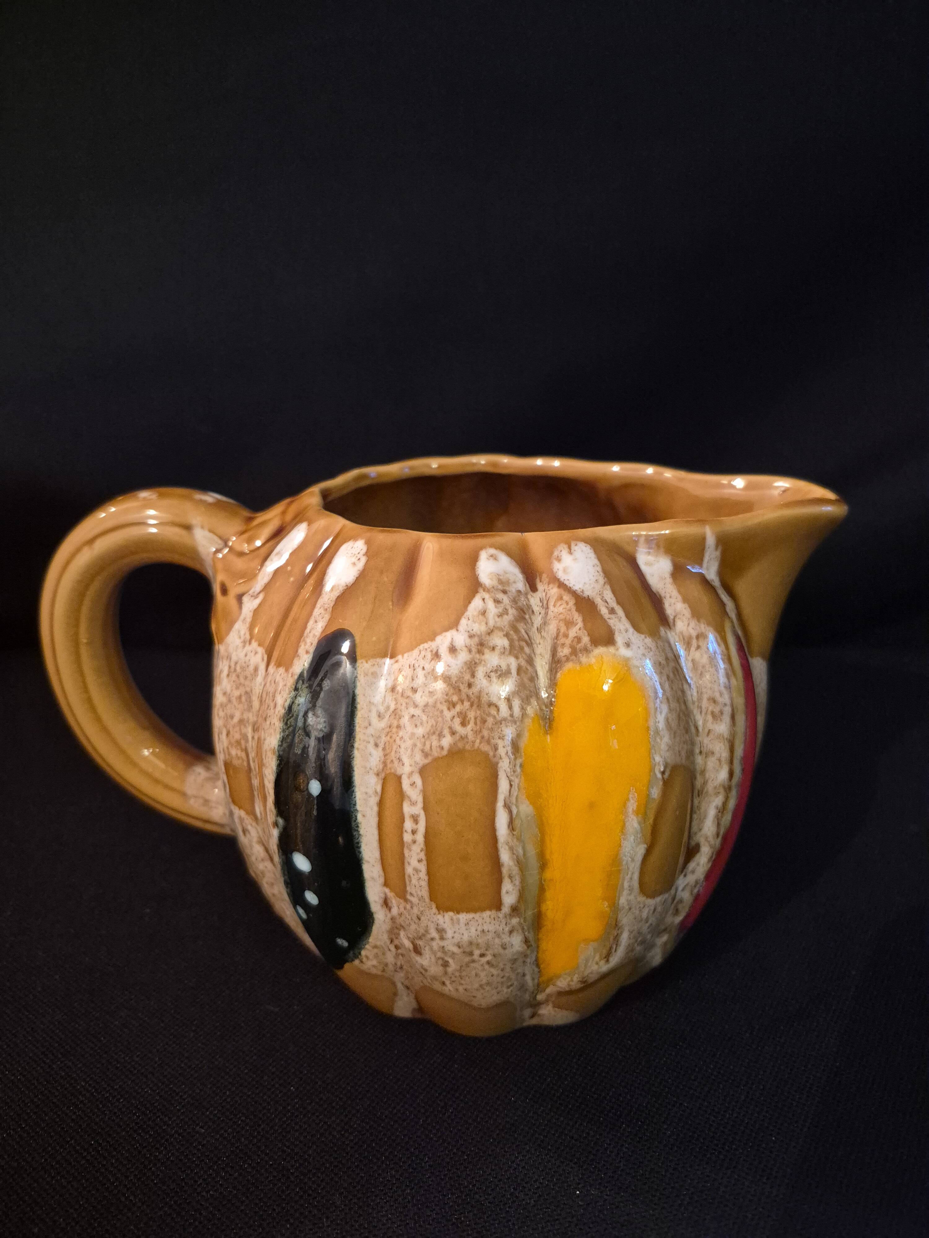 Melon-shaped ceramic jug, signed Poët-Laval, Cavaillon.