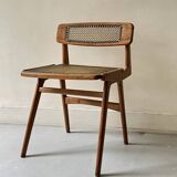 Designer chair in teak wood and cane, SNA Roset1950/60
