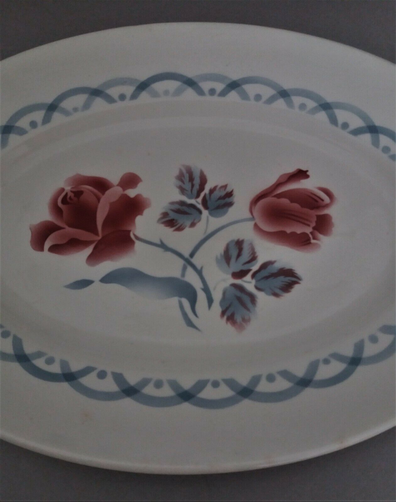 Oval service dish in earthenware Sarreguemines model Cannes